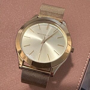 Michael Kors Mk3282 Gold Tone Mesh Stainless Steel Watch
